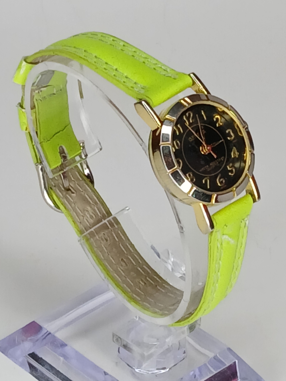 Geneva Neon Green Strap Gold-Tone Women's Watch